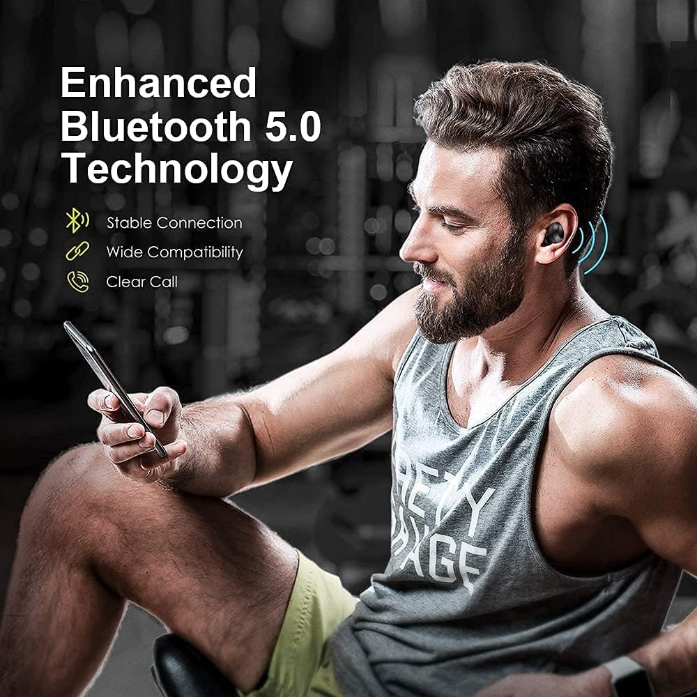 Bluetooth Headphones In-Ear Earphones, Wireless Headphones with Clear Microphone, Bluetooth 5.0 Earbuds, IPX7 Waterproof Touch Control, Noise Cancelling, 30 Hours Playtime, for Android/Samsung/iPhone