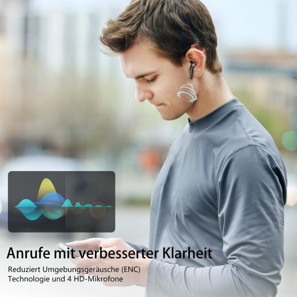 Bluetooth Headphones, Wireless Bluetooth 5.3 Headphones with HD Microphone, In-Ear Headphones Bluetooth with HiFi Stereo Sound, Wireless Headphones with LED Display, 50 Hours Playtime, IP7 Waterproof