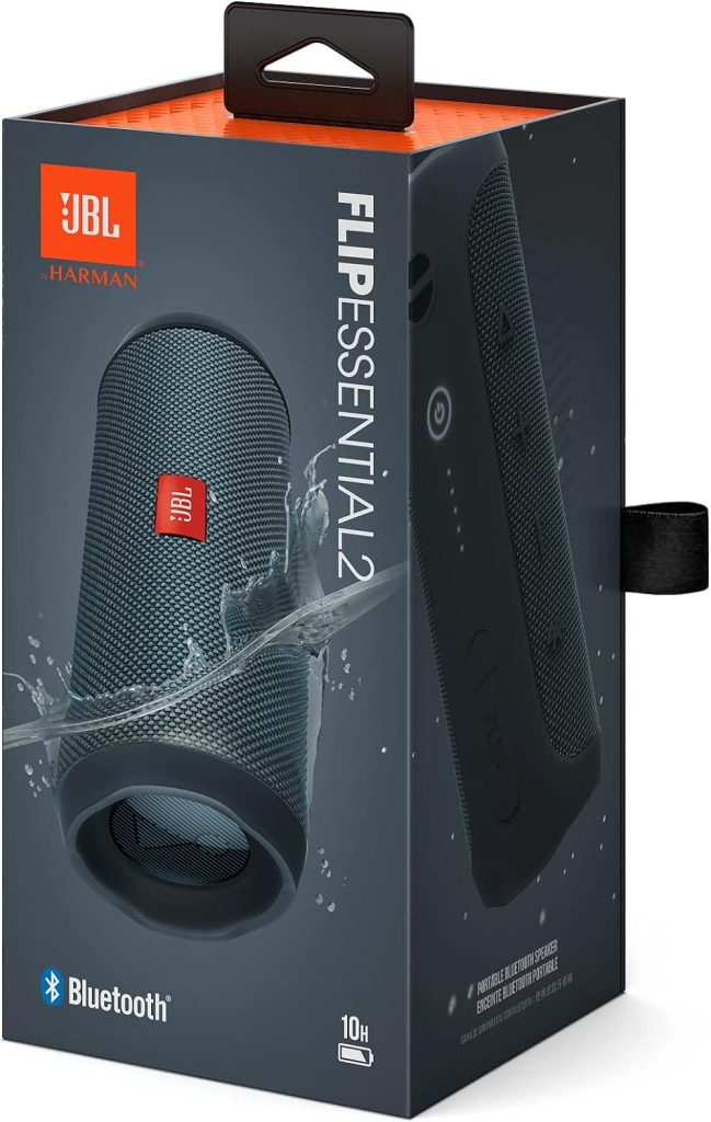 JBL Flip Essential 2 - Portable Bluetooth Speaker with Rechargeable Battery - IPX7 Waterproof - 10 Hours Battery Life - Black