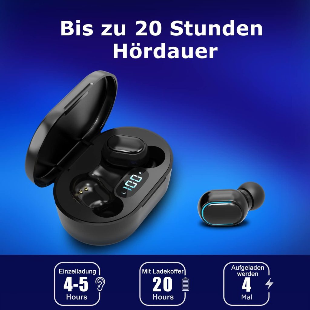 KASSPO Bluetooth Headphones In Ear Headphones Wireless Bluetooth 5.0 HiFi Stereo Sound IPX7 Waterproof Wireless Headphones Button Control Wireless Headphones Built-in Microphone for Smartphone