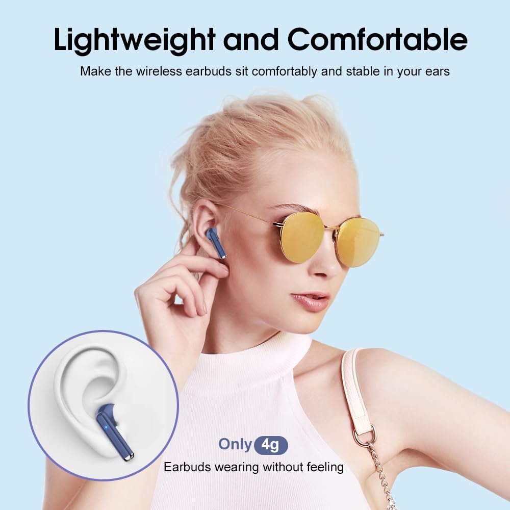 OYIB In-Ear Bluetooth Headphones, 2022 Bluetooth 5.3 Wireless Headphones with 4 ENC Micro, Immersive HiFi Headphones, Touch Control Earphones with LED Display, 25H, IPX7 Waterproof Headphones, Jogging
