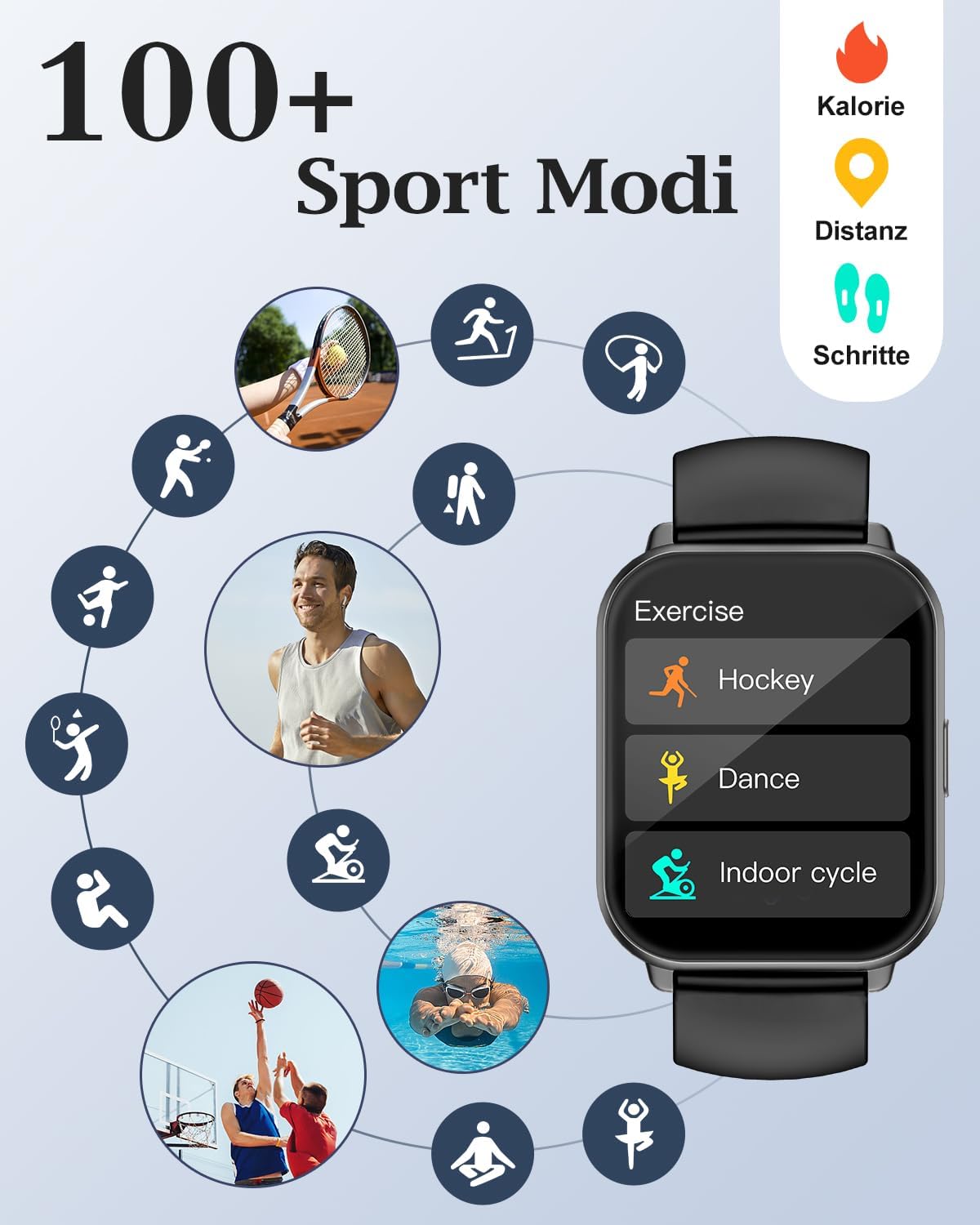 RUIMEN Smartwatch with Phone Function, Smartwatch for Men and Women, HD Touch Screen, Fitness Watch with SpO2 Monitoring, Heart Rate Monitor, Sleep Monitor, Pedometer Watch, Multi Training Modes for