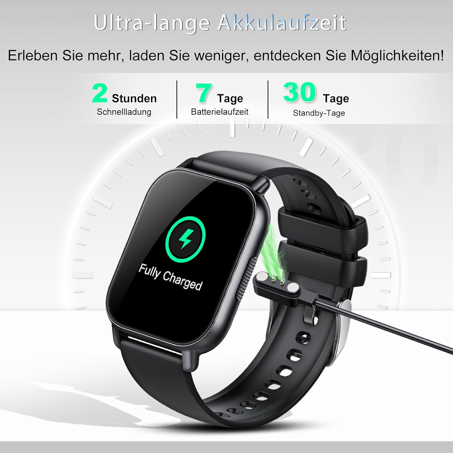 Smartwatch for Men and Women, 1.85 Inch Touchscreen Smart Watch with Calls, IP68 Waterproof Fitness Watch, Black