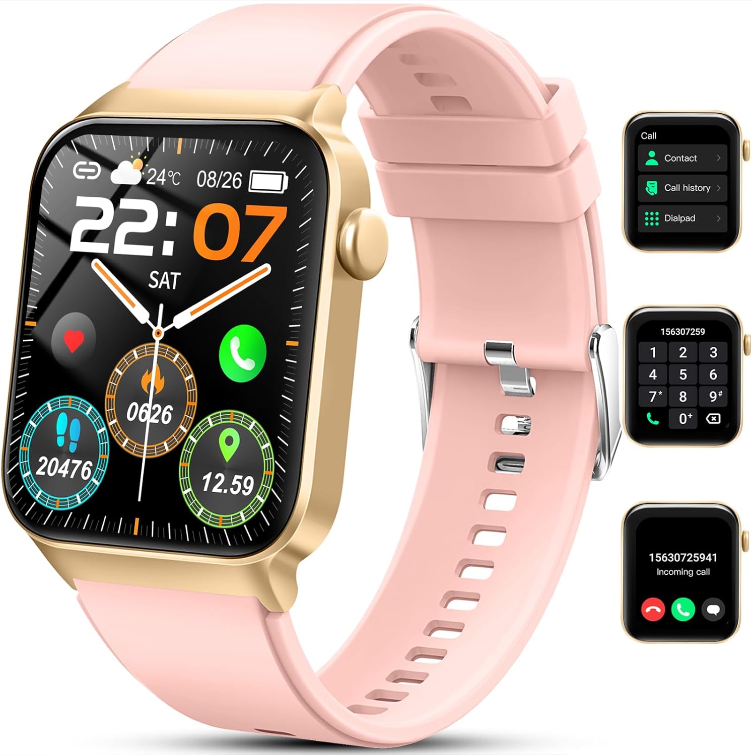 Womens Smartwatch with Phone Function 1.85 Inch Full Touch Smart Watch Fitness Watch with 113 Sports Modes, Pedometer Sleep Monitor Heart Rate Monitor IP68 Waterproof Watch Sports Watch Stopwatch for
