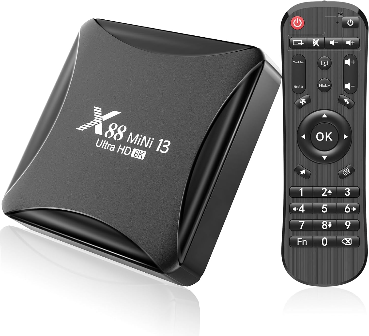 Android TV Box 13.0, X13 Mini 4GB RAM 32GB ROM RK3528 Quad-Core 64bit Cortex-A53 Support 2.4/5.0GHz Dual Band Wi-Fi 10/100M Ethernet HDMI 2.0 Smart TV Box