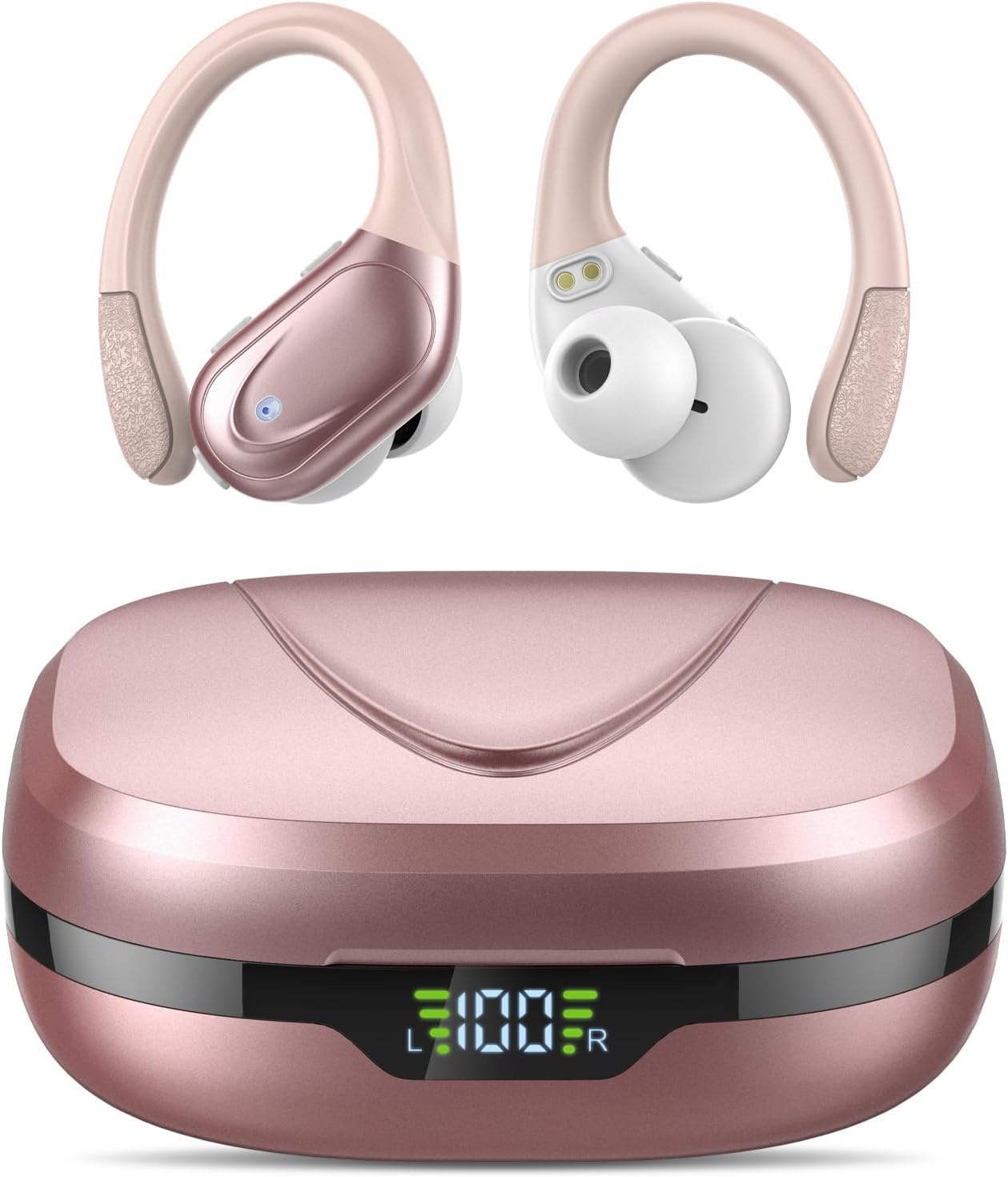 CASCHO Bluetooth Kopfhörer, Kopfhörer Kabellos Bluetooth 5.3, ENC Klare Anrufe, 60 Std Spielzeit mit Ladeetui, LED-Anzeige,Tiefer Bass, USB-C, IPX7 wasserdichte Bluetooth Kopfhörer Sport.