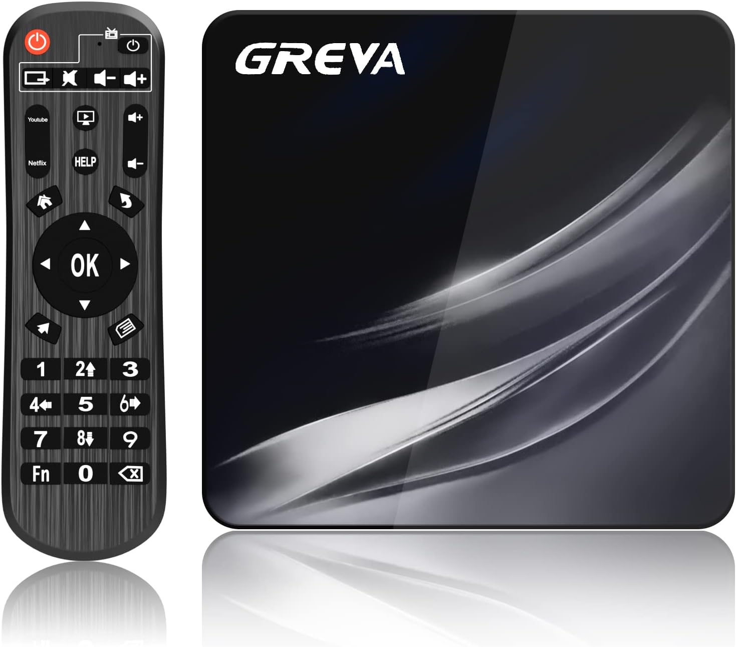 GREVA Android TV Box 4K, Android Box 11.0 with 4GB RAM 64GB ROM Amlogic S905W2 WiFi 2.4G/5G 10/100M LAN Enternet Bluetooth 4.2 TV Box with Remote Control