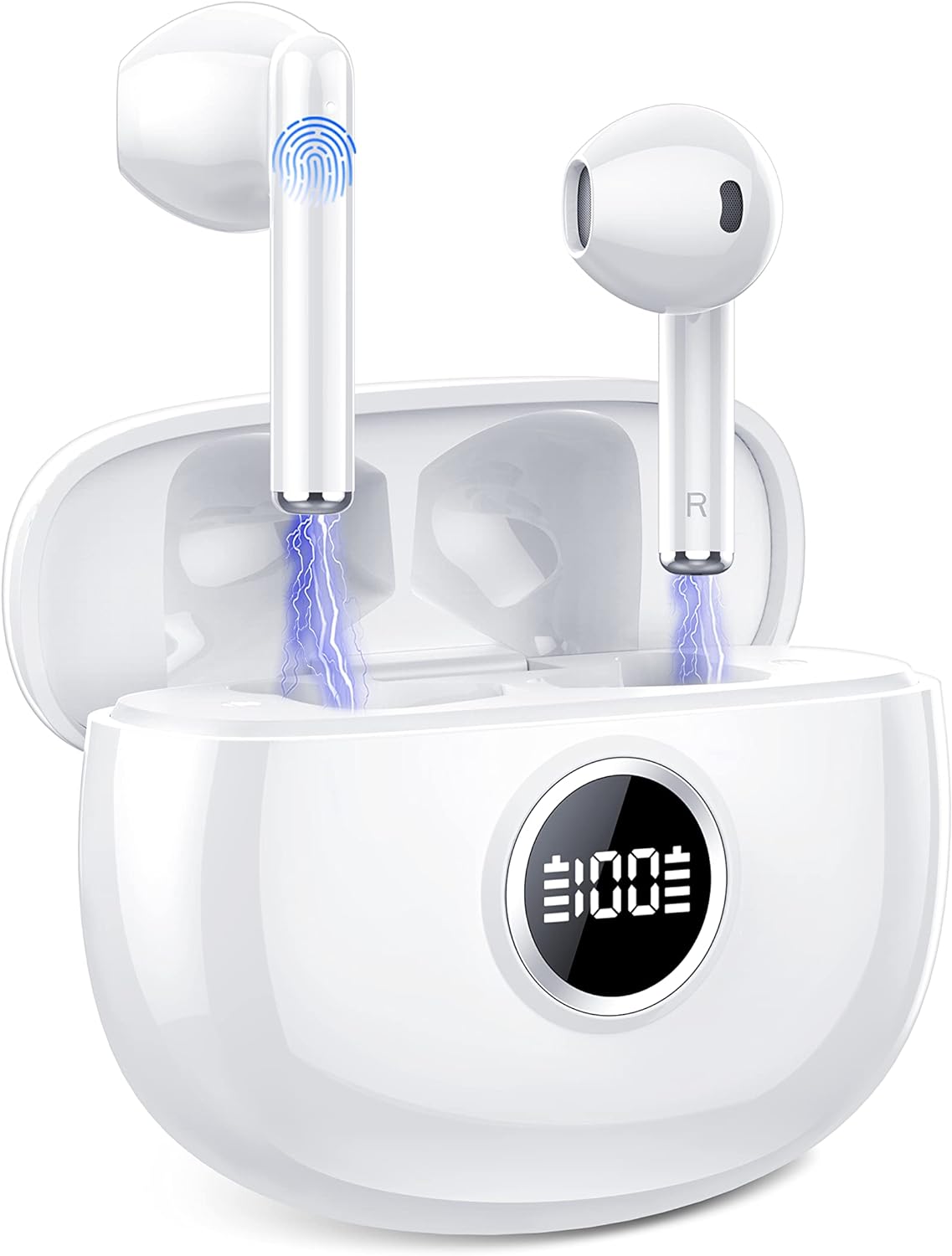 IKG Bluetooth Kopfhörer in Ear, Kabellos Bluetooth 5.3, Deep Bass Stereoklang, 37 Std Akkulaufzeit, Wireless mit Mikrofon, I-P7 Wasserdicht, LED Anzeige USB-C, Sport Ohrhörer