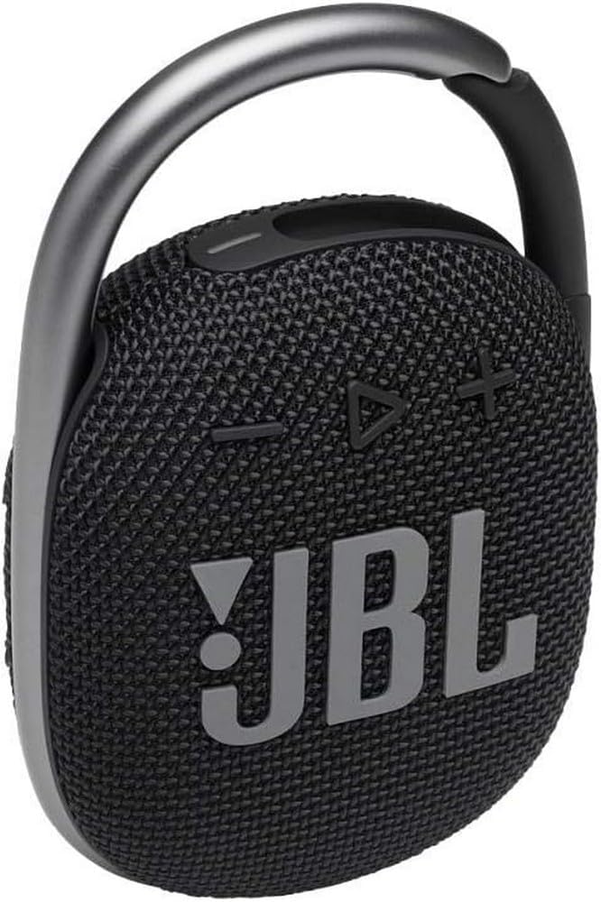 JBL Clip 4 Bluetooth Speaker in Black, Waterproof, Portable Music Speaker with Practical Carabiner, Up to 10 Hours of Wireless Music Streaming