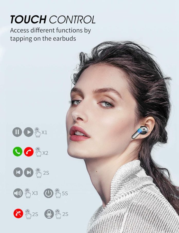 tiksounds wireless bluetooth headphones in ear with digital display 35 hours playtime cvc 80 noise reduction ipx7 waterp