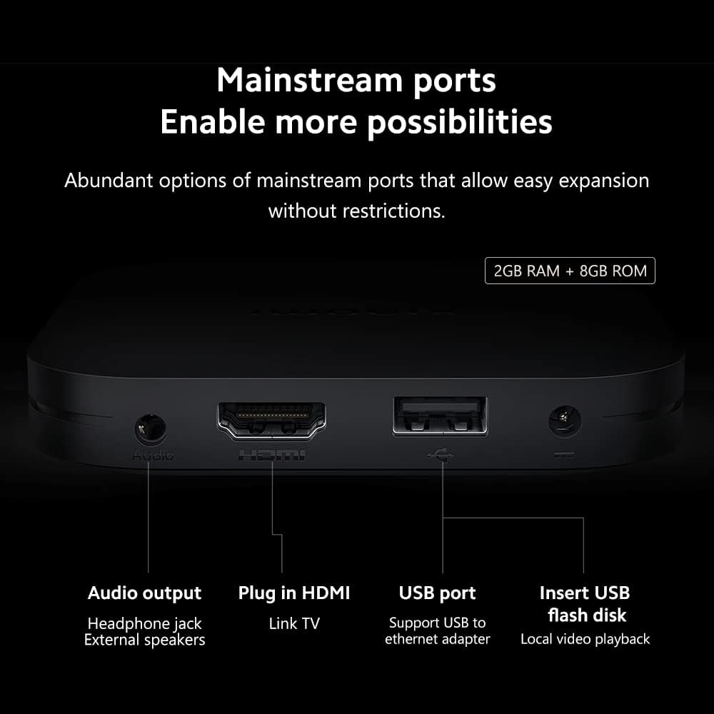 Xiaomi TV Box S (2nd Gen) 4K Ultra HD Streaming Media Player, 2GB RAM + 8GB ROM with IR Remote Control, Dolby Vision and HDR10+, DTS-HD Sound, Wireless Projection